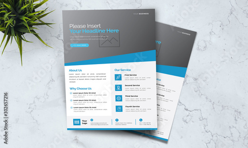 A4 minimalist modern elegant business template flayer vol 94 with blue and white color cmyk ready to print in vector editable layer