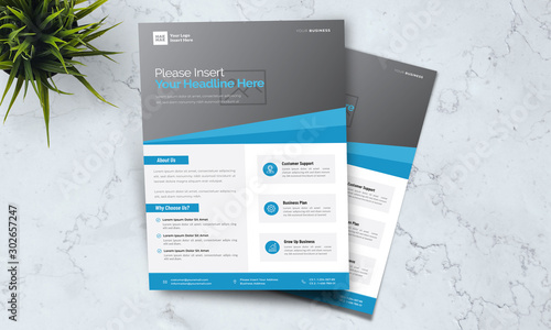 A4 minimalist modern elegant business template flayer vol 95 with blue and white color cmyk ready to print in vector editable layer