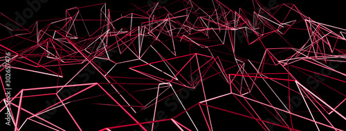 3d ILLUSTRATION WIRE DESIGN, of abstract crystal background, triangular texture, wide panoramic for wallpaper