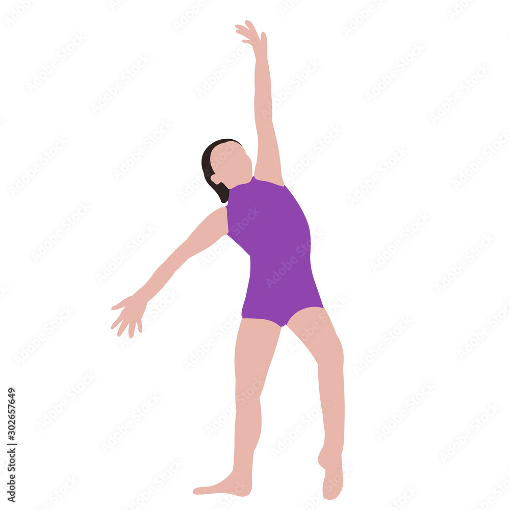 a flat style, girl dancing a flat style, girl dancing