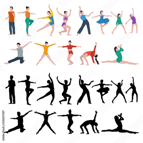 vector, on a white background, dancing girls, flat style, set, collection © Dzmitry