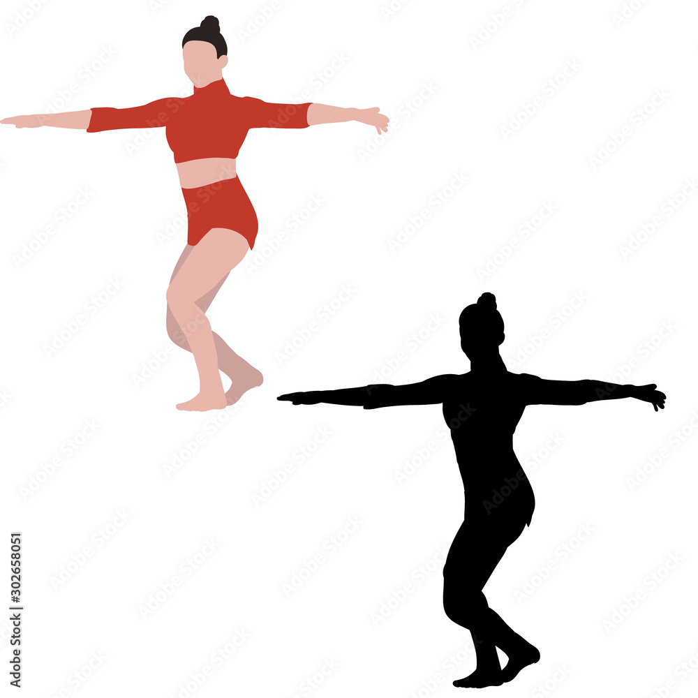 vector, on a white background, dancing girl, no face, flat style