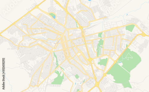 Printable street map of Bauru, Brazil