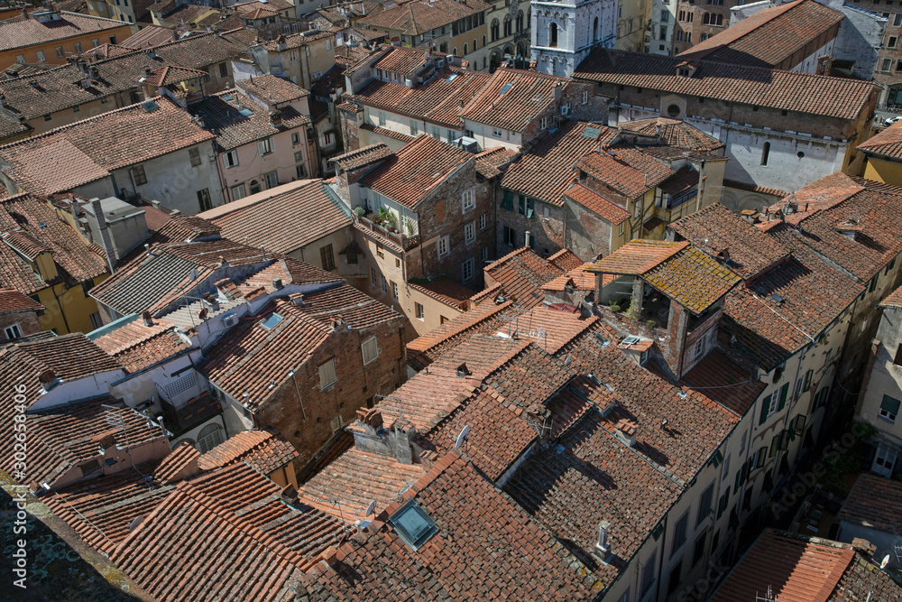 Lucca Tuscany Italy. Roof tops. Panoramic view.