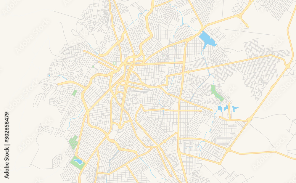 Printable street map of Montes Claros, Brazil