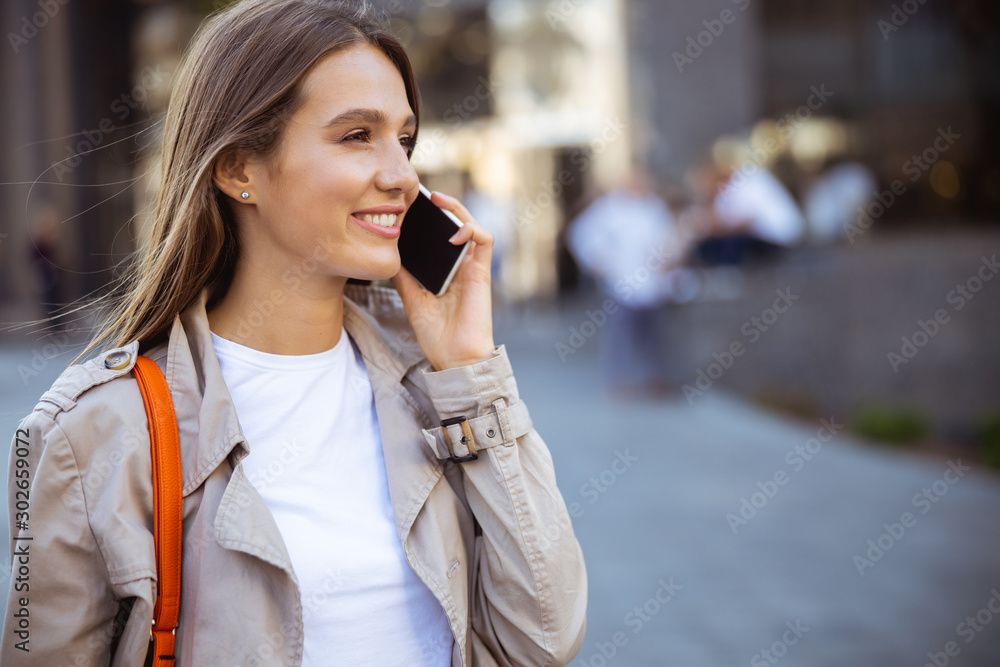 Beautiful lady preparing for her phone conversation Beautiful lady preparing for her phone conversation