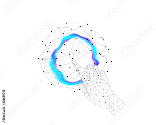 Touch the future. Innovations molecular systems intuitive thinking and development technologies in automatics cyborg systems and chemical industry. Future technologies geometry style.