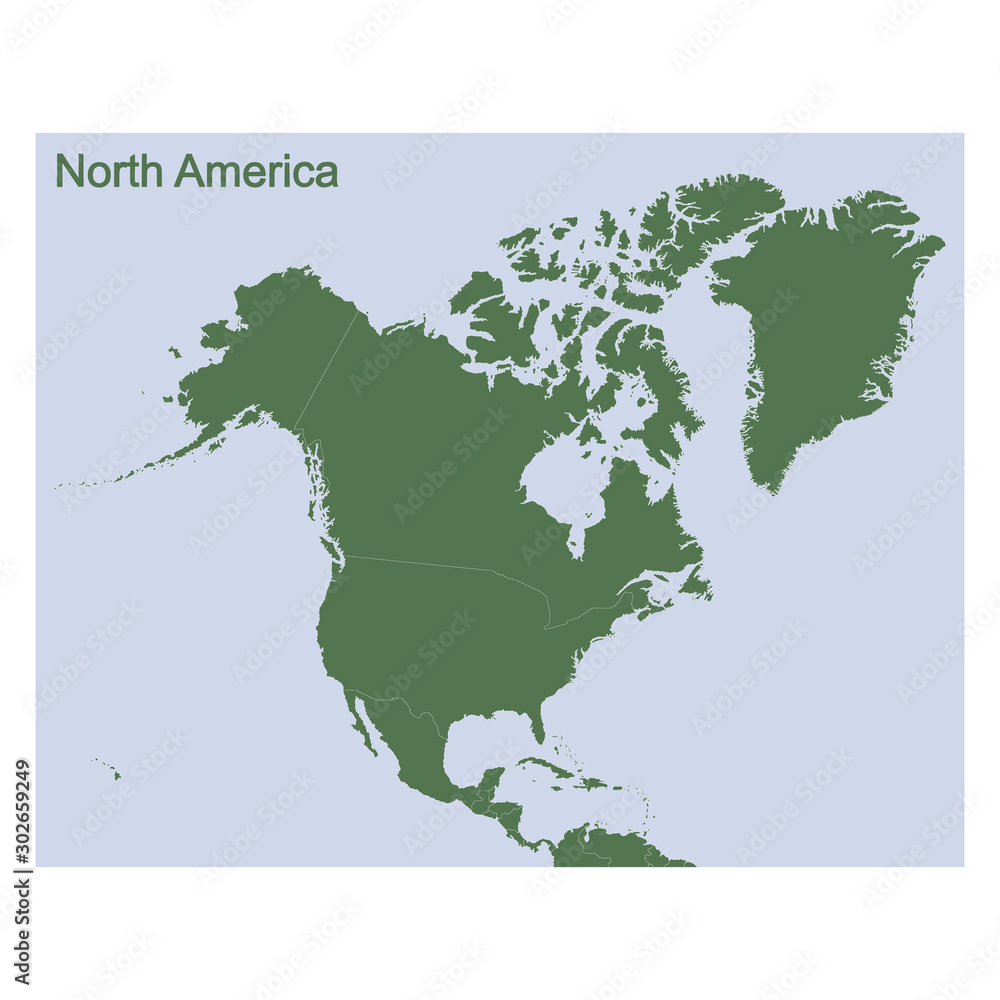 vector illustration with Political Map of North America