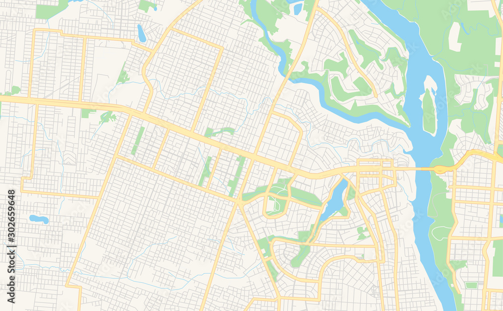 Printable street map of Ciudad del Este, Paraguay