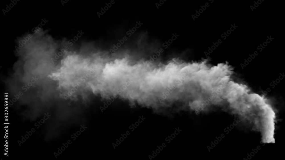 White smoke pollution isolated on black background. 3d renderings. White smoke pollution isolated on black background. 3d renderings.