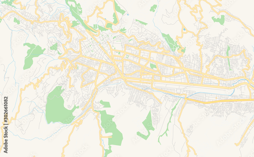 Printable street map of Cusco, Peru
