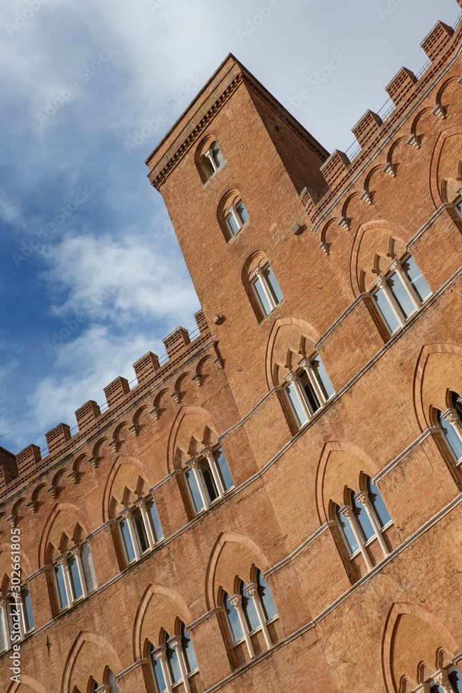 Siena Italy. Dom. Mangia Tower. Piazza del Campo Tuscany