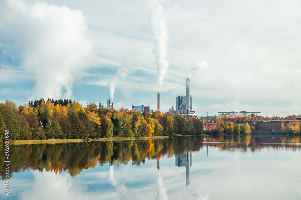 Kouvola, Finland - 9 October 2019: Upm factory in Kuusankoski.