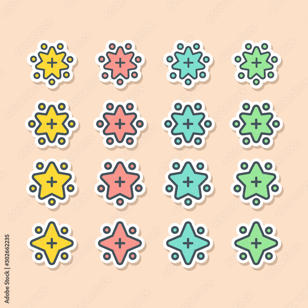 Star icon pictogram set in vector flat style Star icon pictogram set in vector flat style