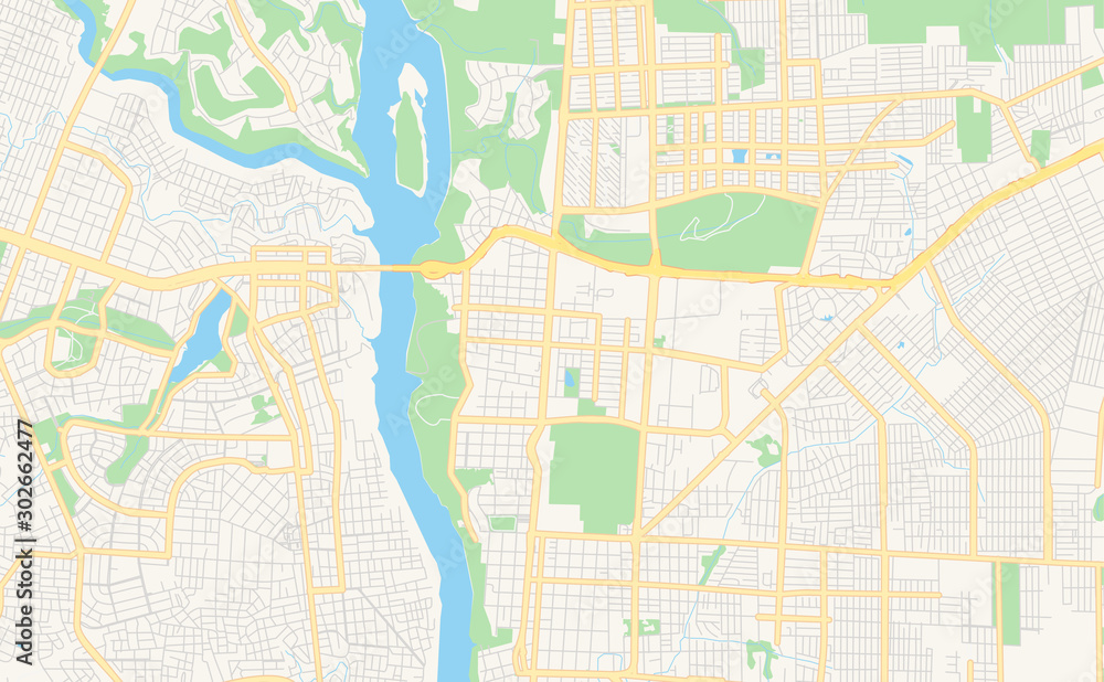 Fototapeta premium Printable street map of Foz do Iguacu, Brazil