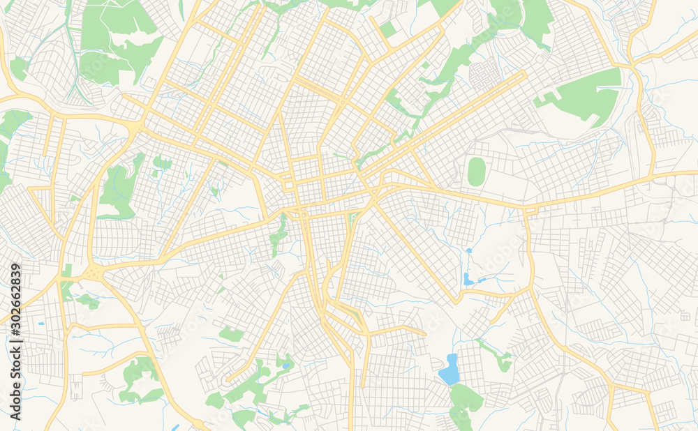 Printable street map of Ponta Grossa, Brazil