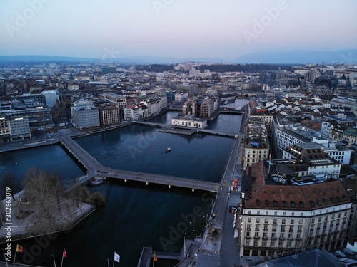 Aerial view of Geneva Switzerland