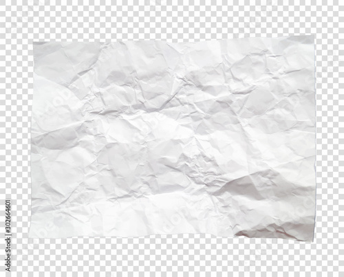 Paper sheet crumpled white, old, spoiled. Vector illustration of banner. The object on an isolated background.