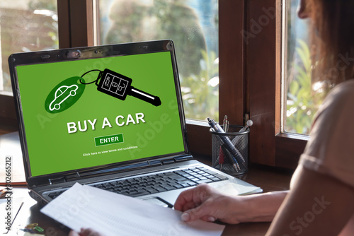 Car sale concept on a laptop screen