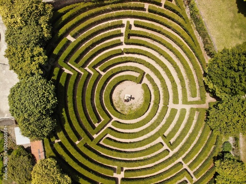 Aerial view of garden maze