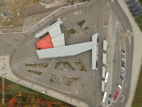 top down view of train station near Zurich