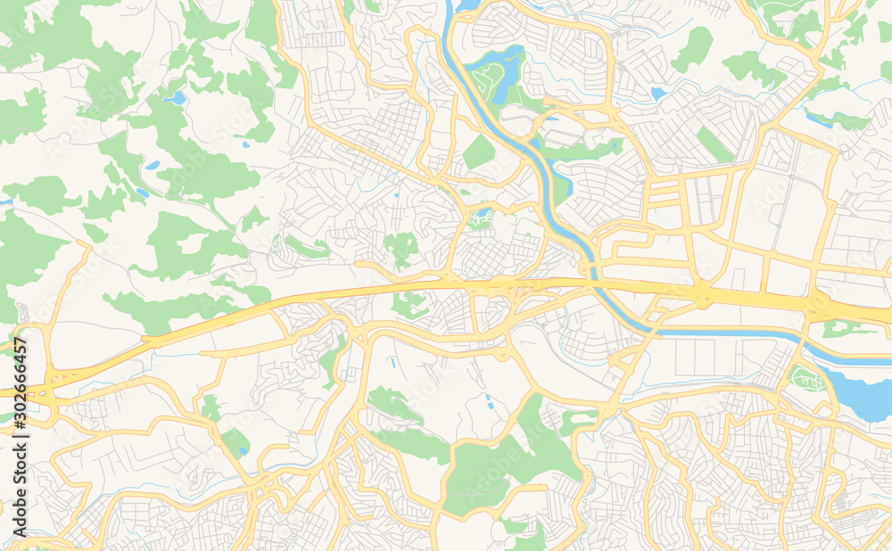 Printable street map of Barueri, Brazil