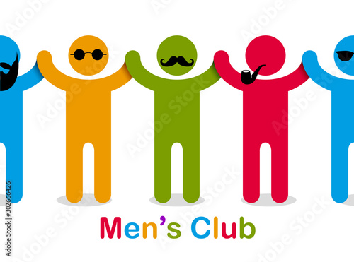 Man day international holiday, gentleman club, male solidarity concept vector illustration icon or greeting card.