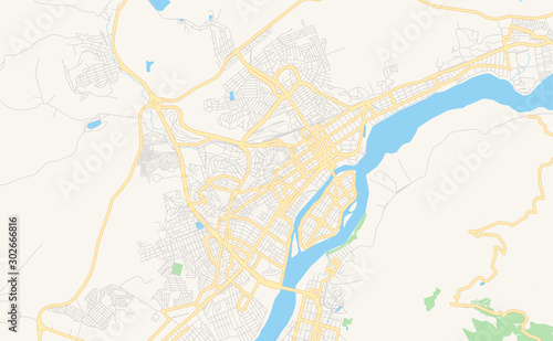 Printable street map of Governador Valadares, Brazil photo