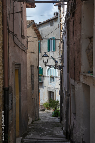 Fiuggi Italy. Narrow street © A