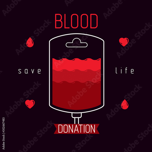 Blood dropper vector graphic illustration isolated on white. Volunteer donorship, healthcare and medical treatment conceptual symbol.