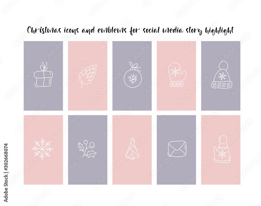 Set of Christmas and New Year social network stories editable vector templates collection. Web application background for social media Set of Christmas and New Year social network stories editable vector templates collection. Web application background for social media