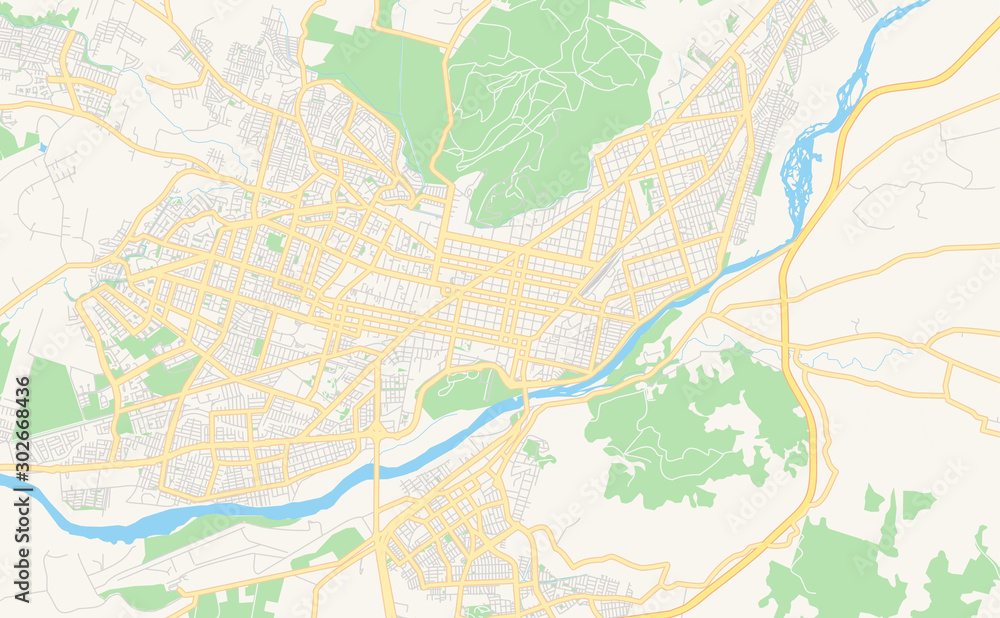 Printable street map of Temuco, Chile