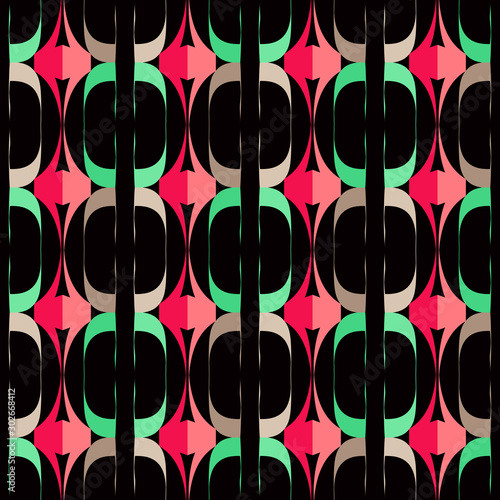 Bright seamless pattern with vertical colorful elements on a black background.