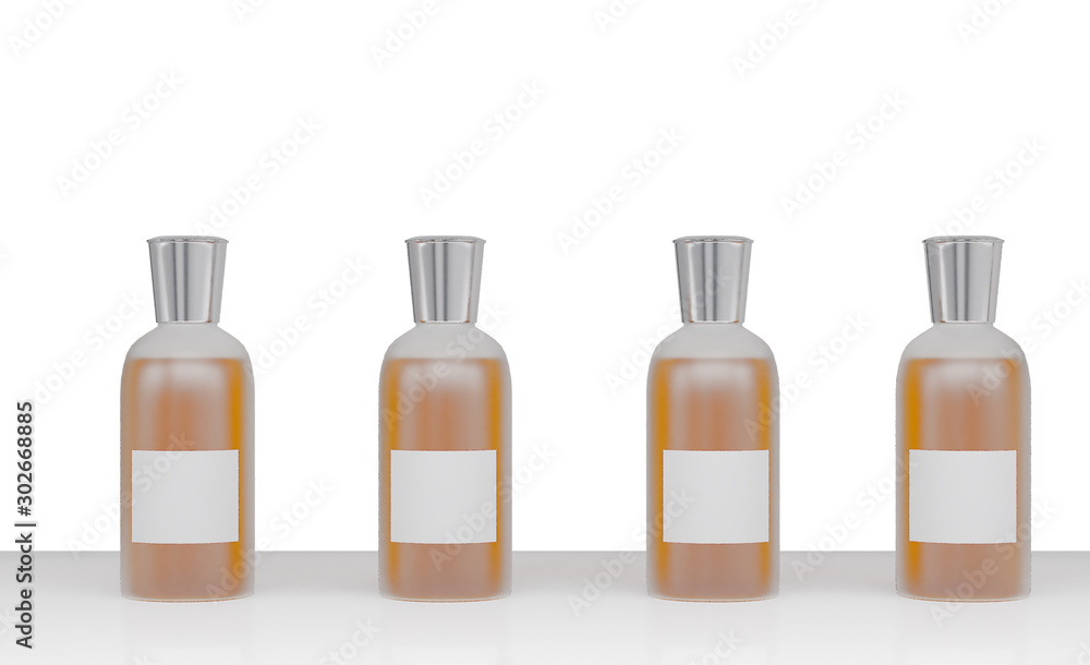 liquid soap for the bathroom. shampoo in jars with blank label on blurry background. 3D rendering liquid soap for the bathroom. shampoo in jars with blank label on blurry background. 3D rendering