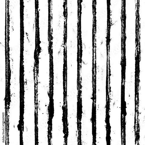 Black and white stripe grunge seamless pattern. White stripes on black background