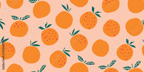 Stylish citrus oranges fruits seamless pattern