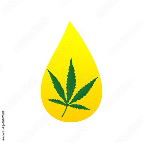 fresh cannabis sativa ganja fresh extraction oil CBD flat style illustration