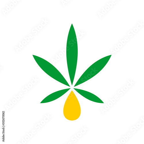 fresh cannabis sativa ganja fresh extraction oil CBD flat style illustration