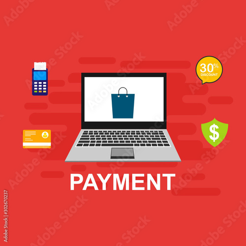 Wallpaper Mural payment, Security code, Payment sync, e-commerce, Global market website with laptop. Minimal vector infographic Torontodigital.ca