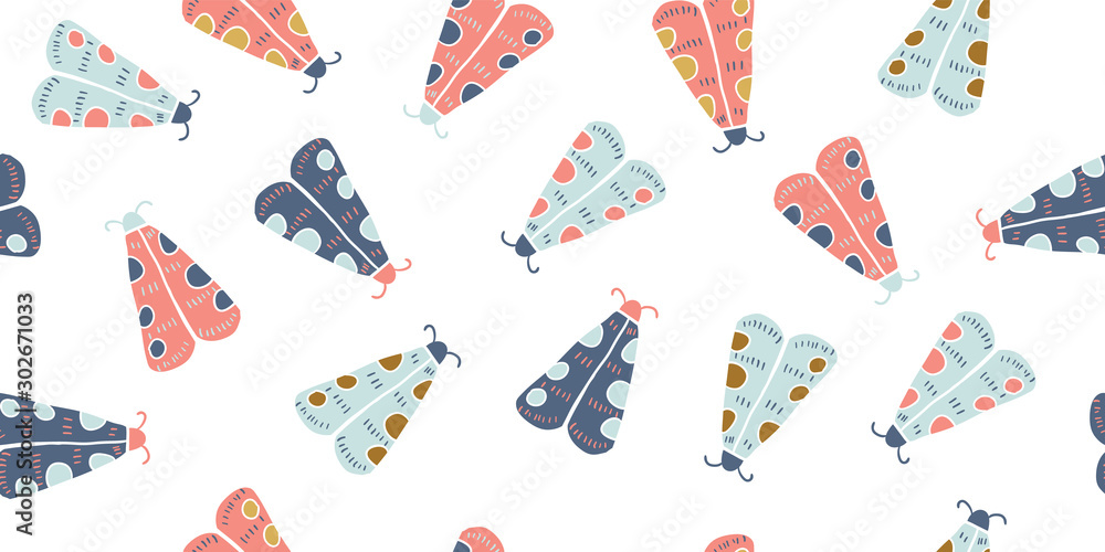 Seamless pattern with decorative butterflies moth Seamless pattern with decorative butterflies moth