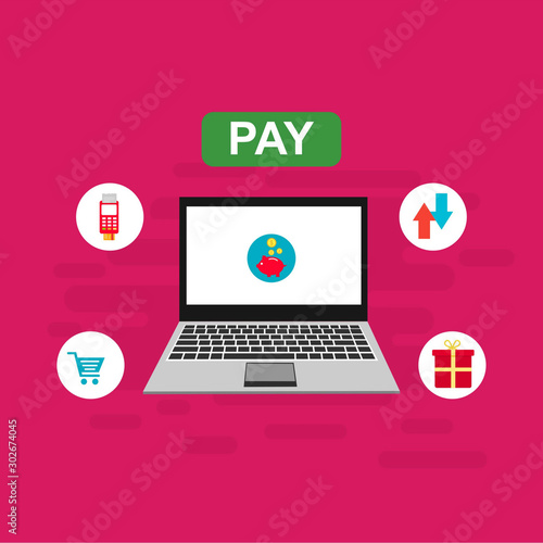 online payment online concept. Internet payments, protection money transfer, online bank vector illustration Can be used for workflow layout template, banner, marketing, infographics.