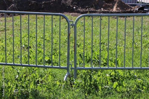 Construction site. Temporary  metal fence