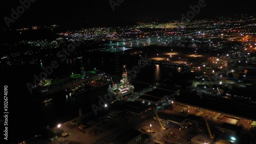 Wallpaper Mural Oil Drilling Rig top view, Aerial view of jack up rig with plant maintenance services. 4k Torontodigital.ca