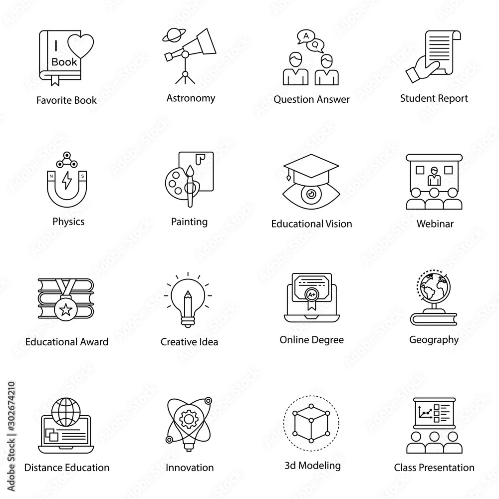 Science Education Line Icons Pack Science Education Line Icons Pack