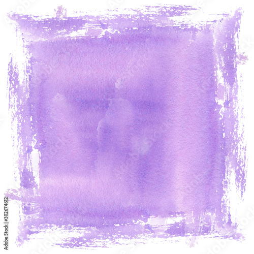 Lilac purple watercolor spot transparent blur close-up. Hand illustration isolated on white background for design background, template, wedding, congratulations, invitations.