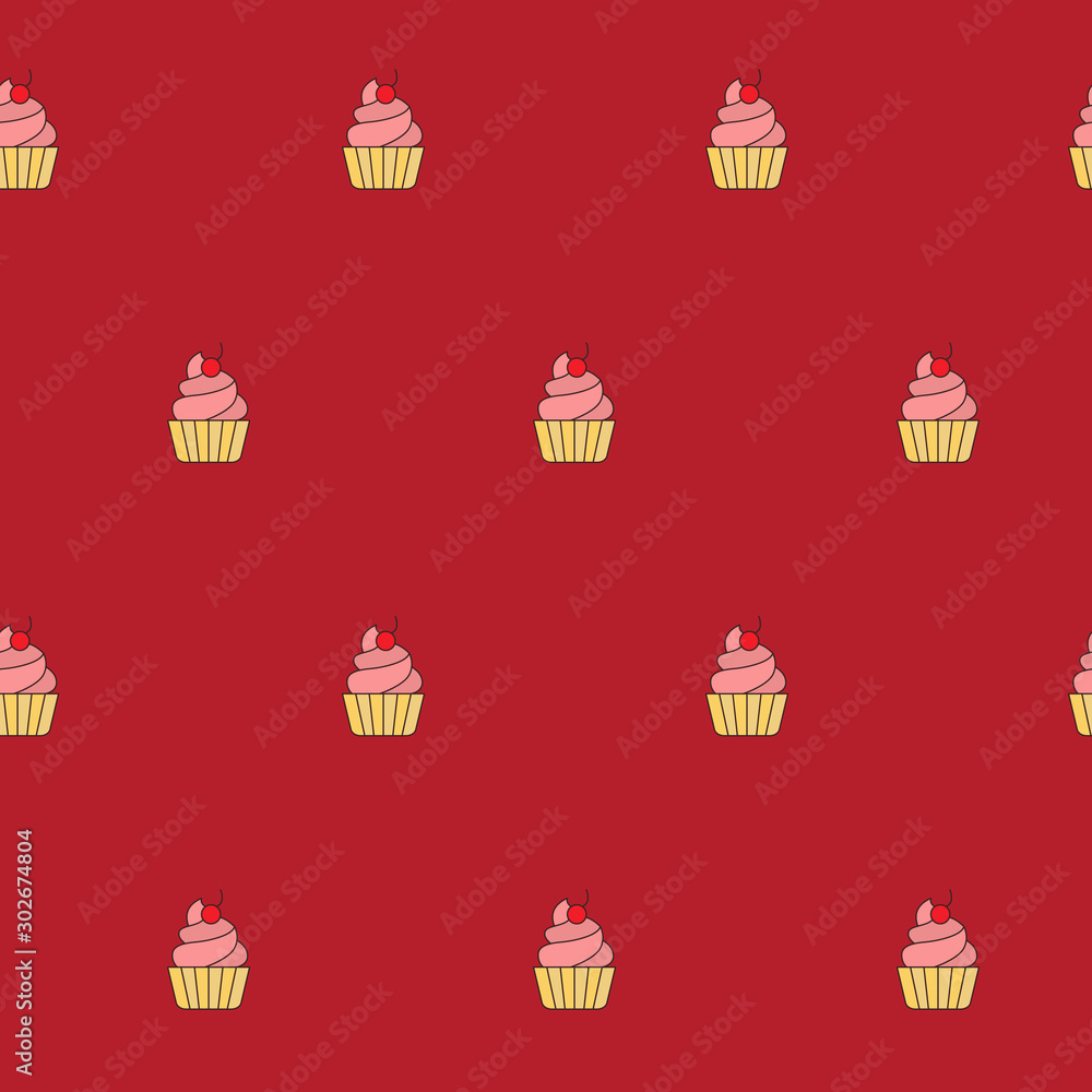 Wrapping paper - Seamless pattern of cake, cupcake and muffin for vector graphic design Wrapping paper - Seamless pattern of cake, cupcake and muffin for vector graphic design