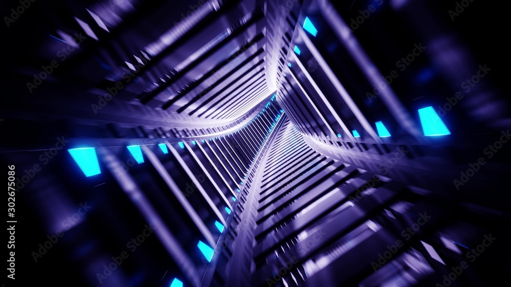 Fototapeta abstrakcyjne świecące futurystyczne scifi metro tunel korytarz renderowanie 3d tapety projekt tła