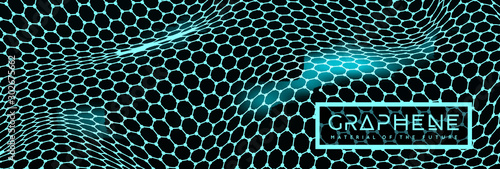 Graphene, a molecular network of hexagons connected together. Chemical network. Carbon, nanomaterials. Vector illustraion photo