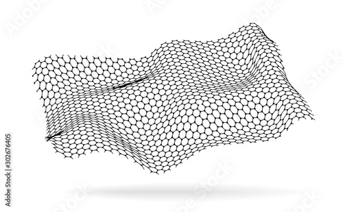 Graphene, a molecular network of hexagons connected together. Chemical network. Carbon, nanomaterials. Vector illustraion