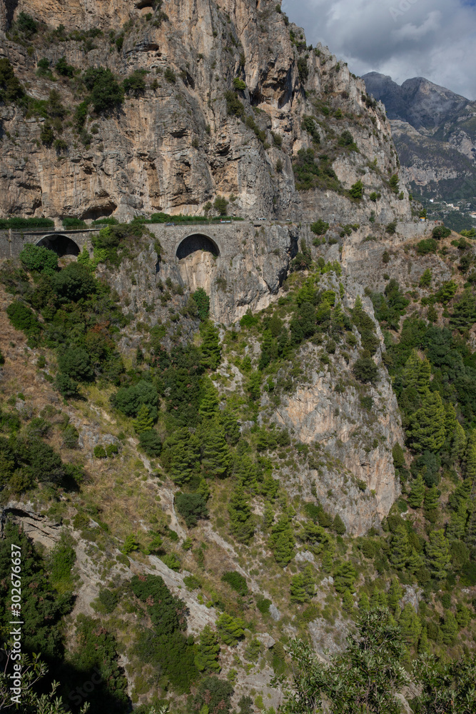 Amalfi coast Italy. Salerno region. Mediterranean. Mountains.. Road